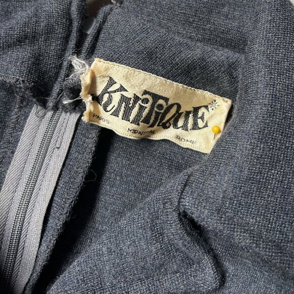 70s vintage maxi shirt dress wool blend pointed collar stripe buttonup Knitique. - Picture 6 of 9